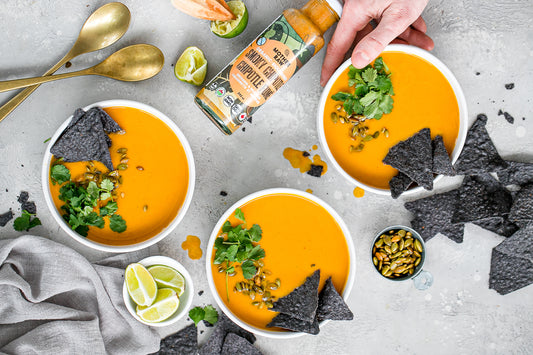 Vegan Squash Soup with Mother Raw Smoky Chipotle Dressing