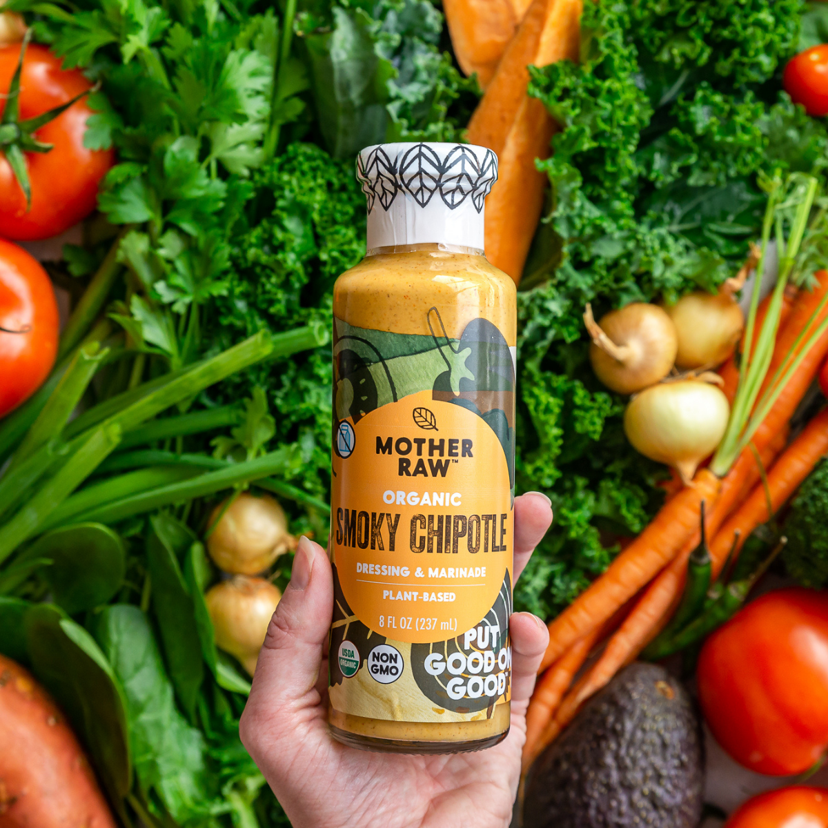 Vegan Organic Smoky Chipotle Ranch Bottle with Veggies